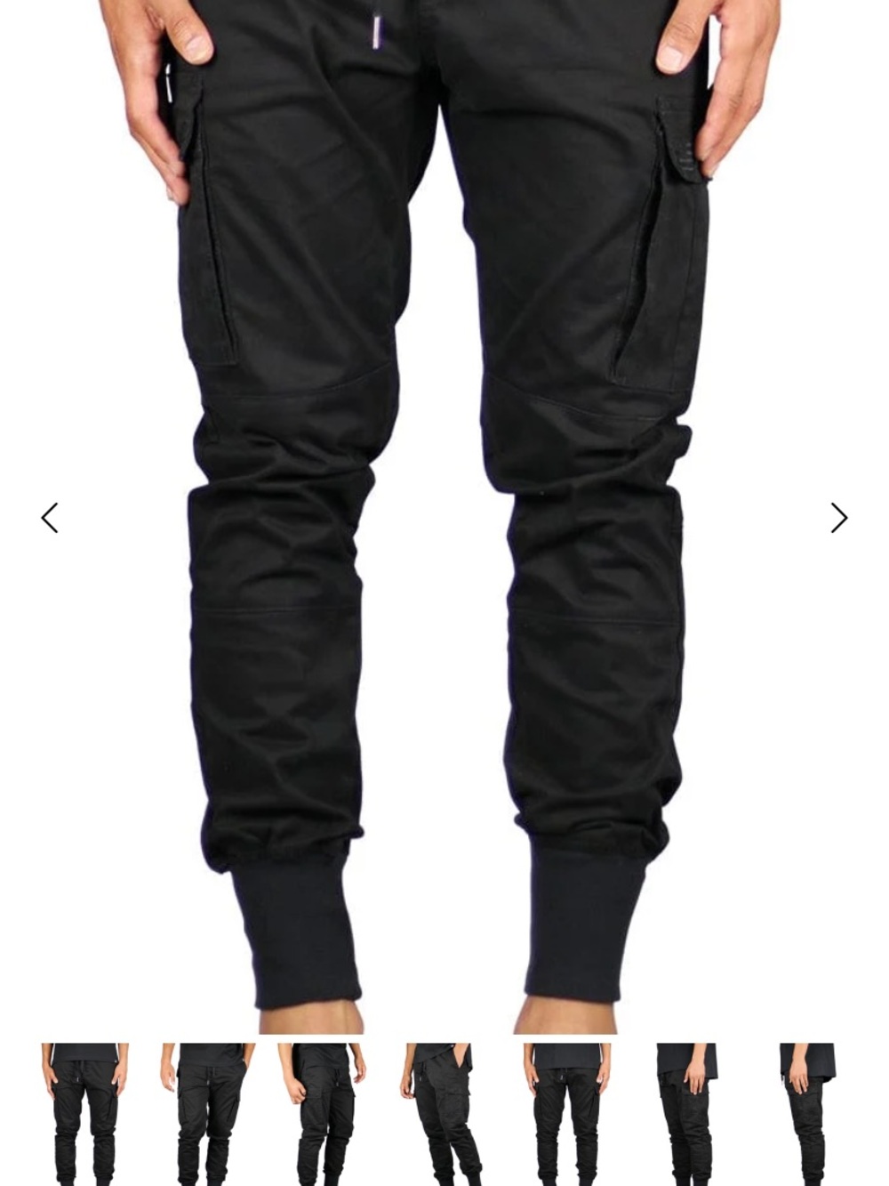 Hyper Denim brand Men's Black Cargo Jogger Pants with Elastic Cuffs